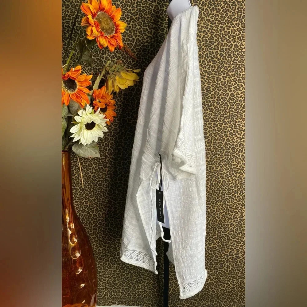 🌴3/$30🌴DOE & RAE White Oversized Embroidered Cotton Swimsuit Cover-Up NWT - Picture 6 of 12